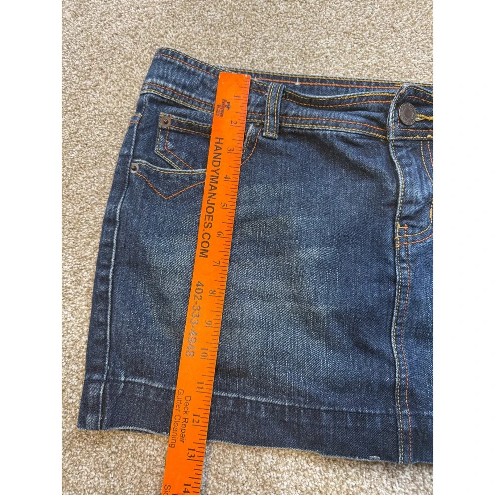 SO Wear It Declare It Womens Denim Mini Skirt Dark Wash Low Rise 13 Y2K Indie